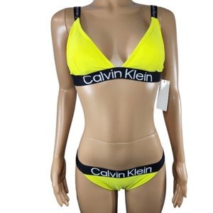 NWT Calvin Klein 2 pc bathing suit neon yellow XL